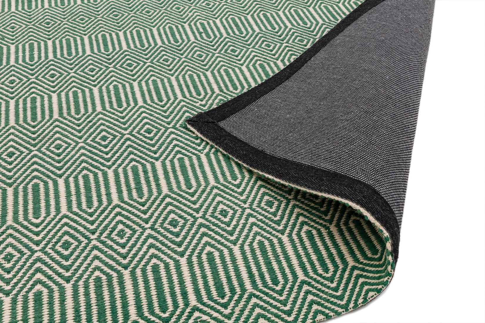 Sloan Geometric Flatweave Cotton Runner - Green