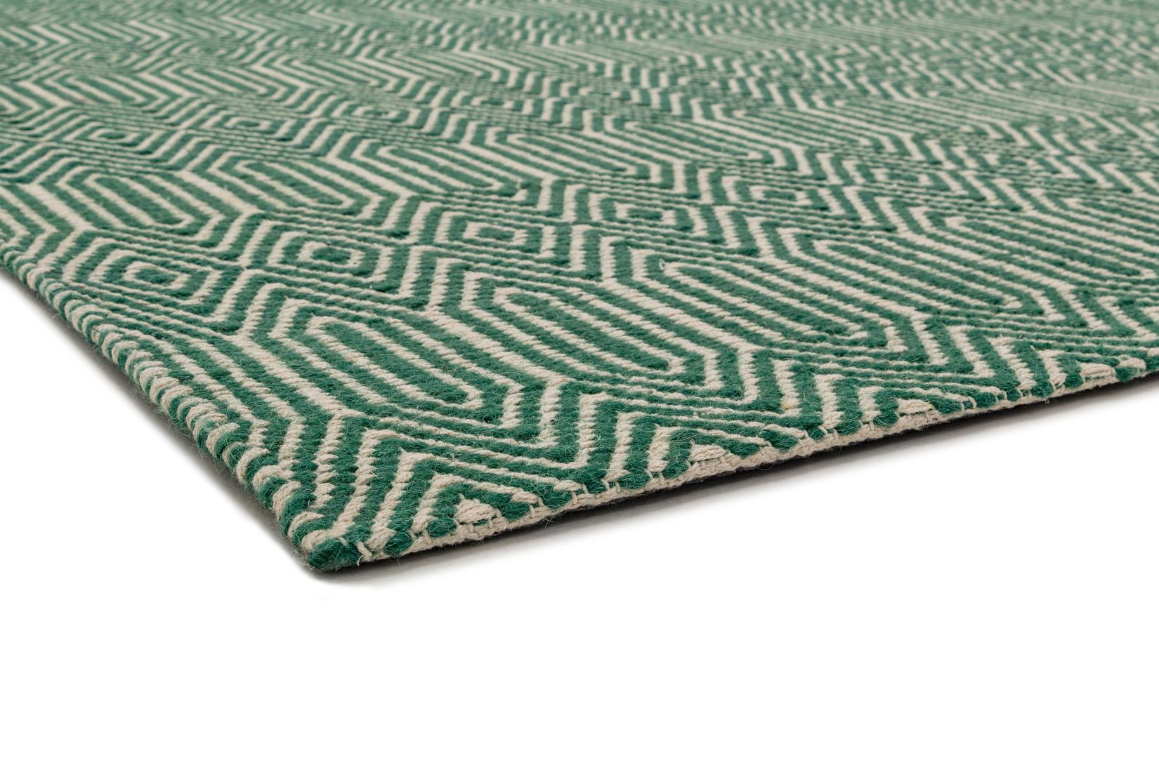 Sloan Geometric Flatweave Cotton Runner - Green