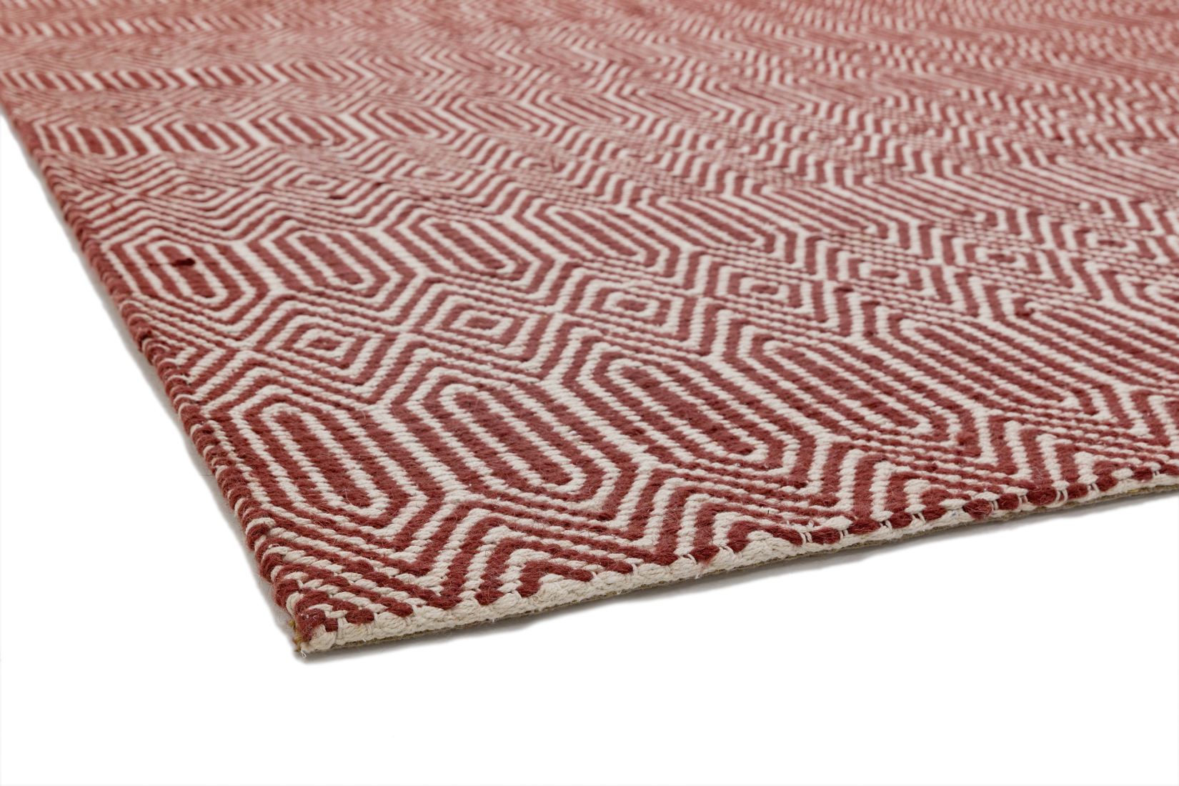 Sloan Geometric Flatweave Cotton Rug - Marsala