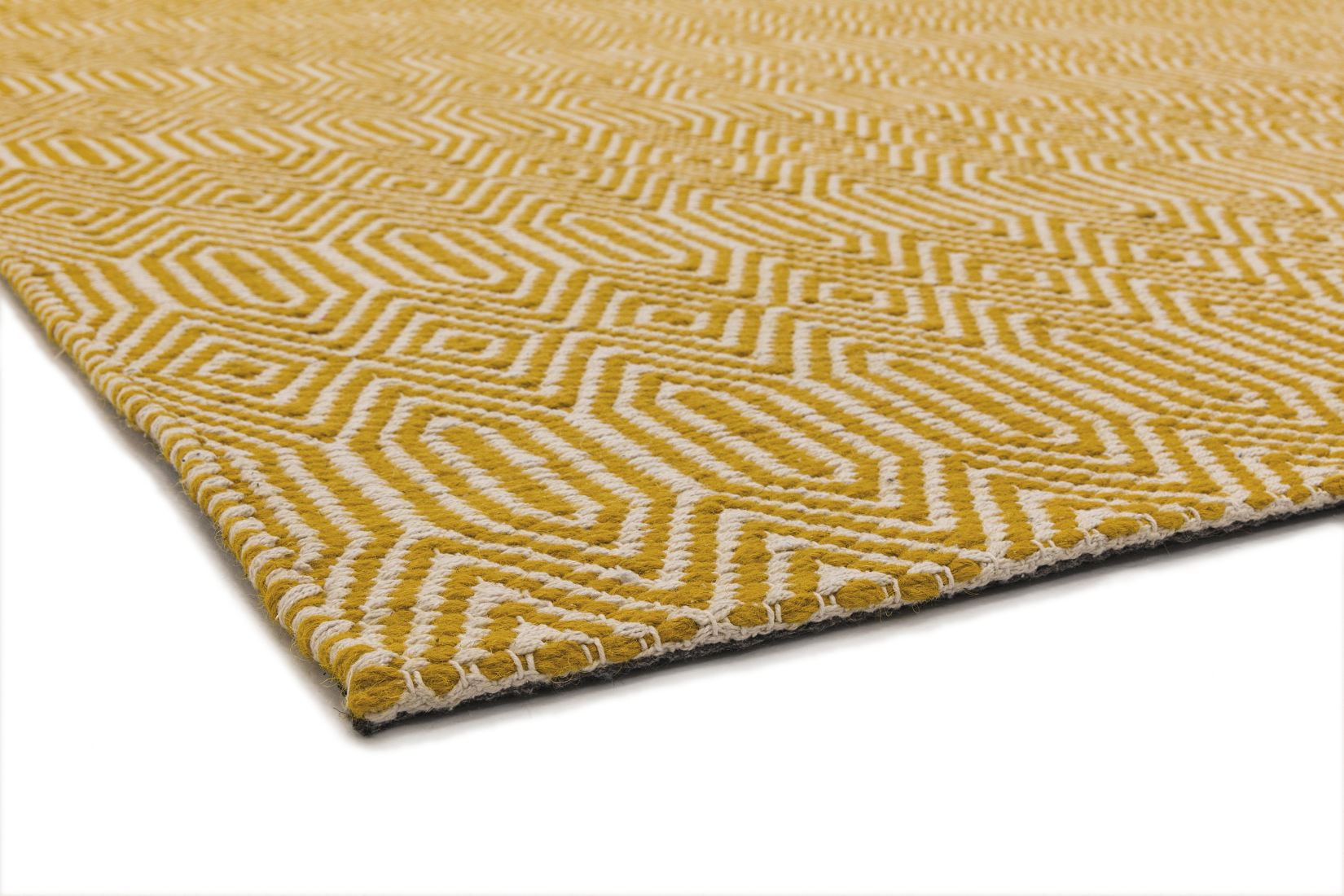 Sloan Geometric Flatweave Cotton Rug - Mustard