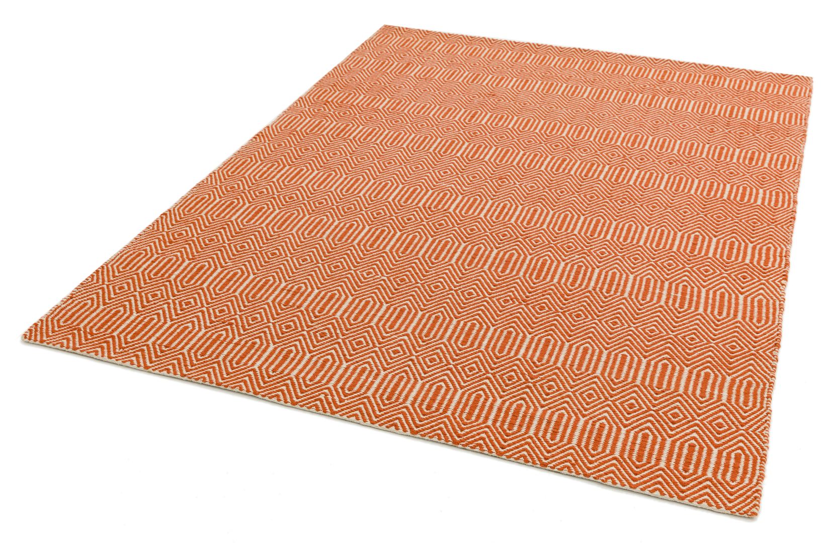 Sloan Geometric Flatweave Cotton Rug - Orange