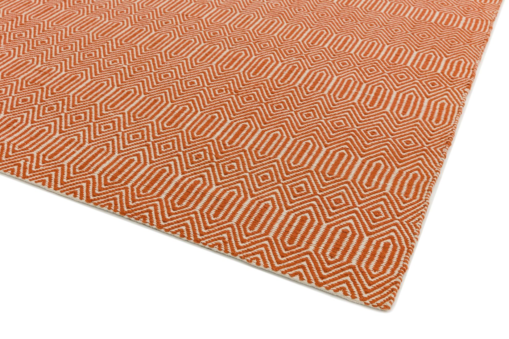 Sloan Geometric Flatweave Cotton Rug - Orange