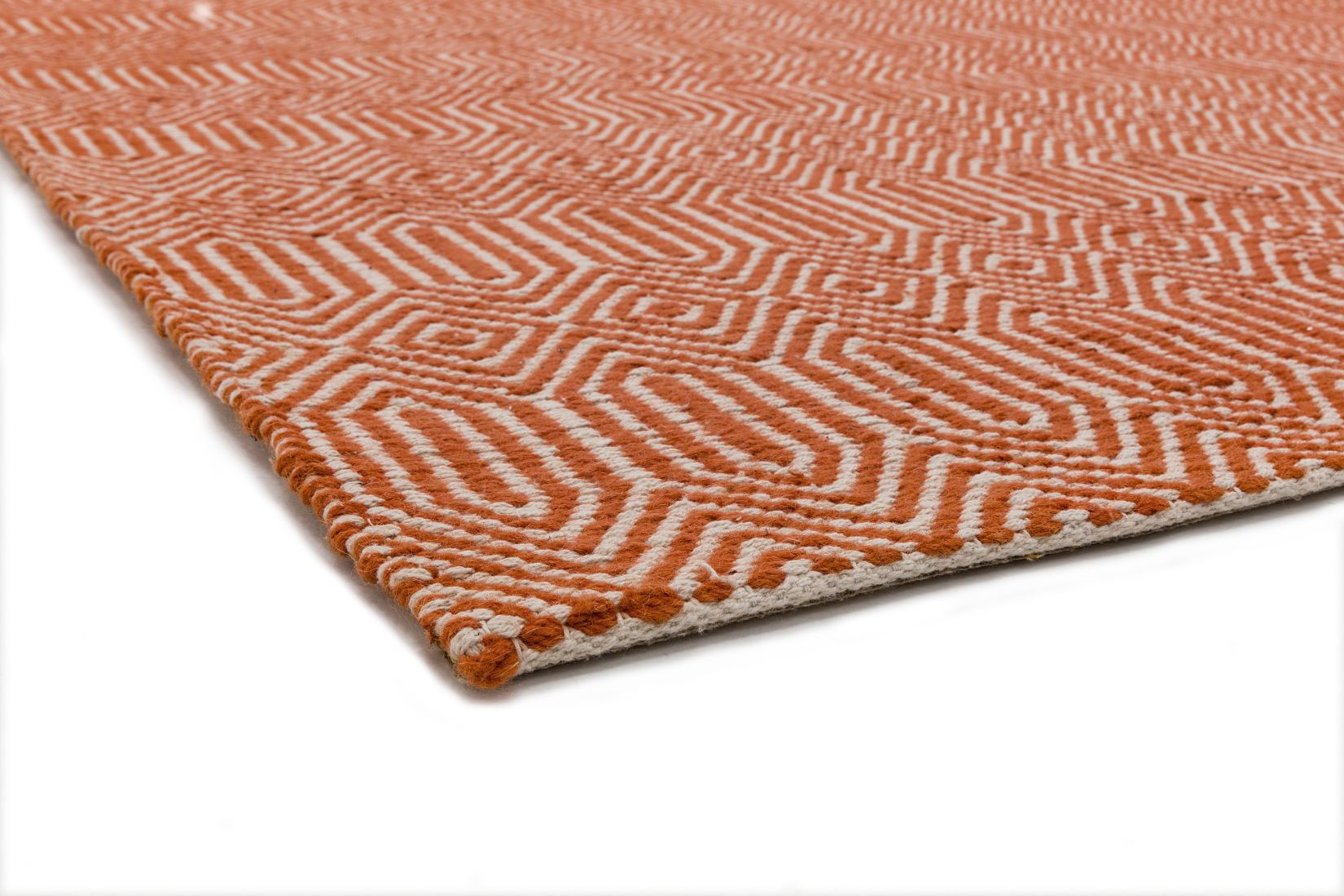 Sloan Geometric Flatweave Cotton Rug - Orange