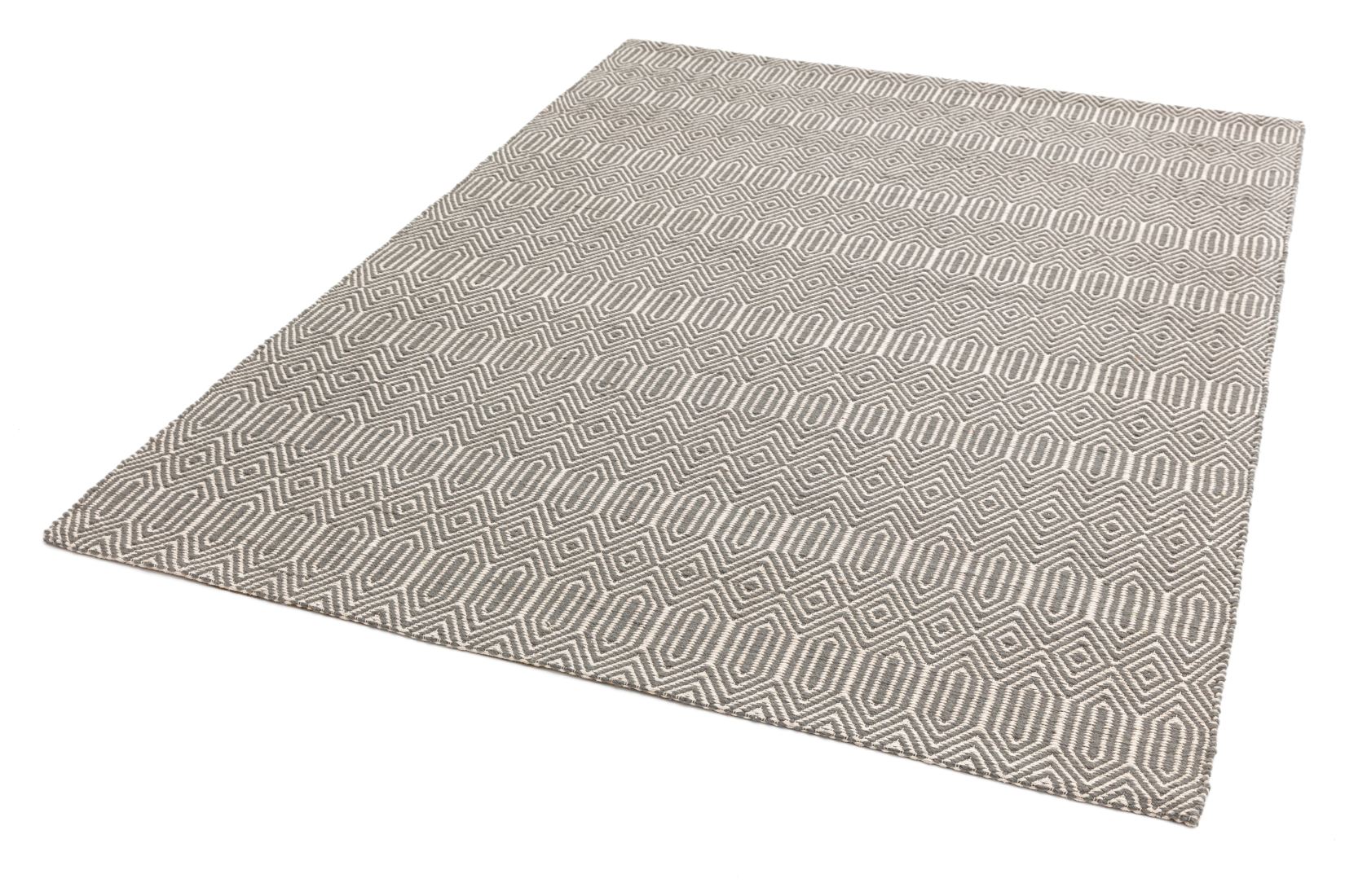 Sloan Geometric Flatweave Cotton Rug - Silver