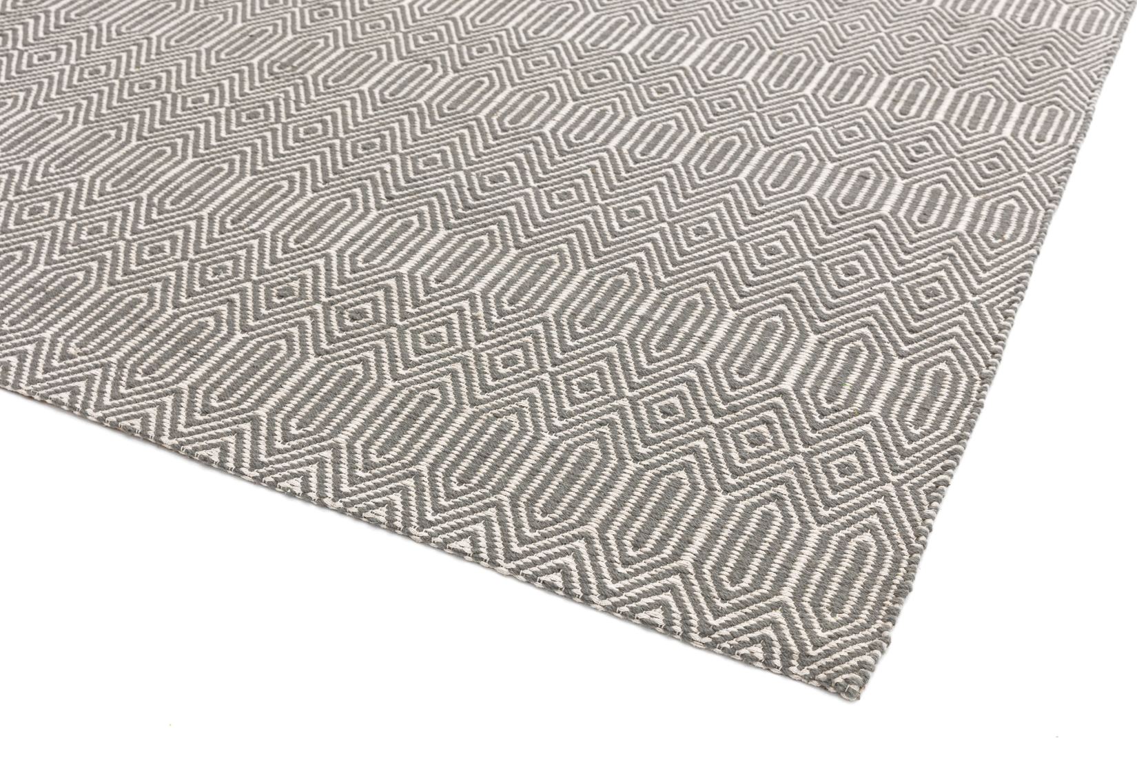 Sloan Geometric Flatweave Cotton Rug - Silver