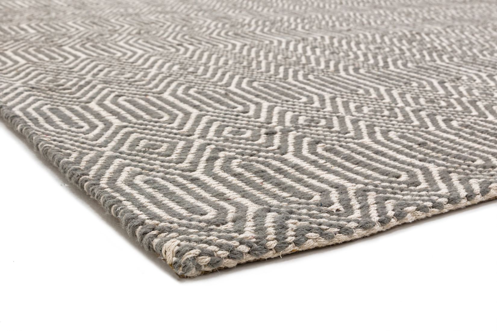 Sloan Geometric Flatweave Cotton Rug - Silver