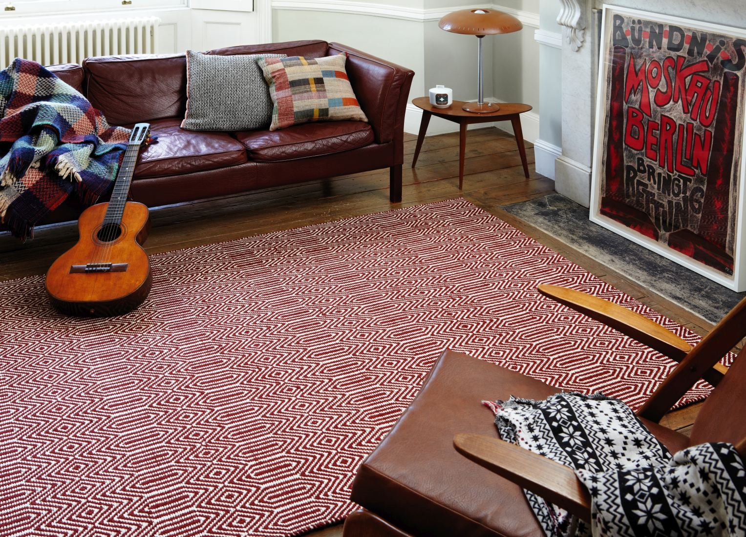 Sloan Geometric Flatweave Cotton Rug - Marsala