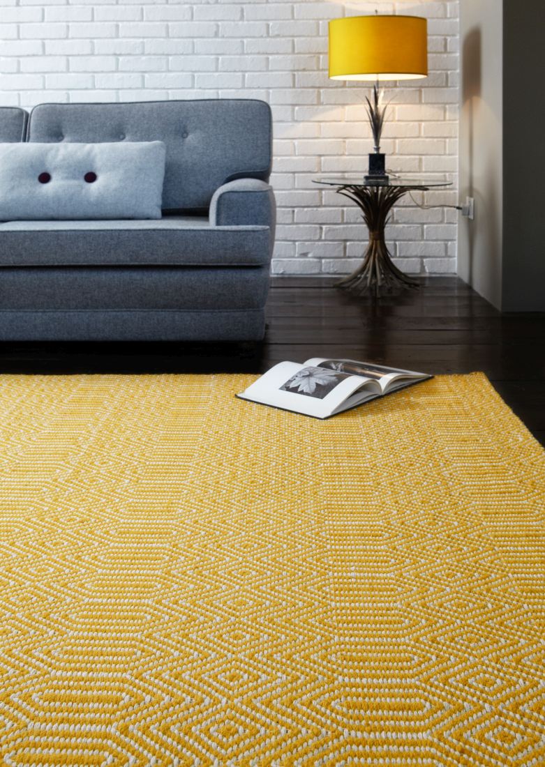 Sloan Geometric Flatweave Cotton Rug - Mustard