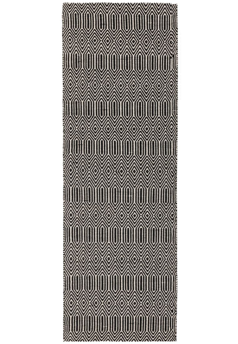 Sloan Geometric Flatweave Cotton Runner - Black White