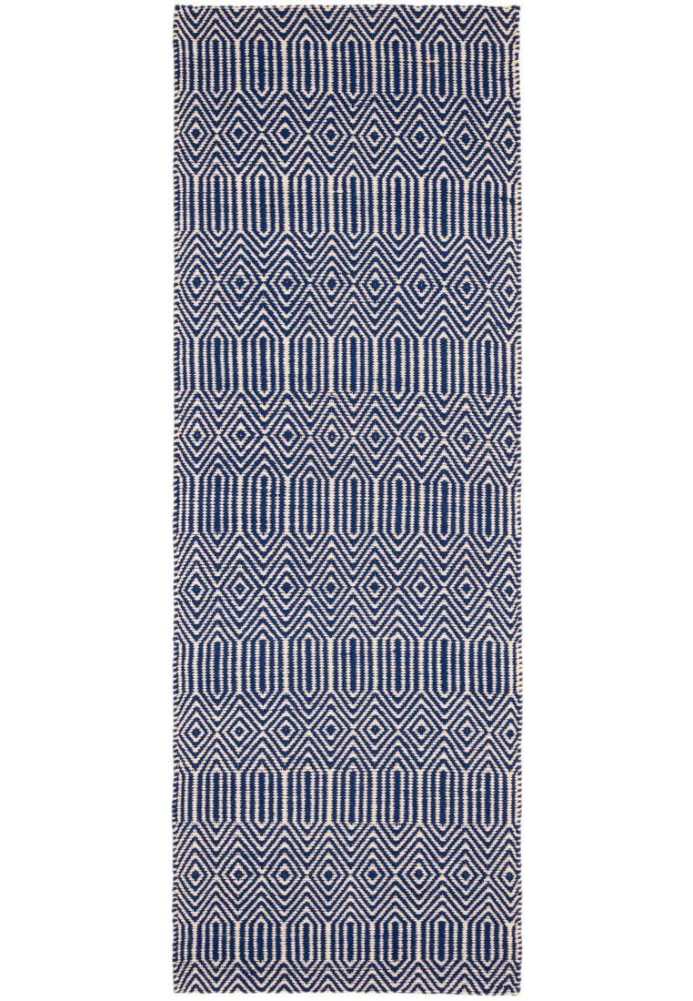 Sloan Geometric Flatweave Cotton Runner - Blue