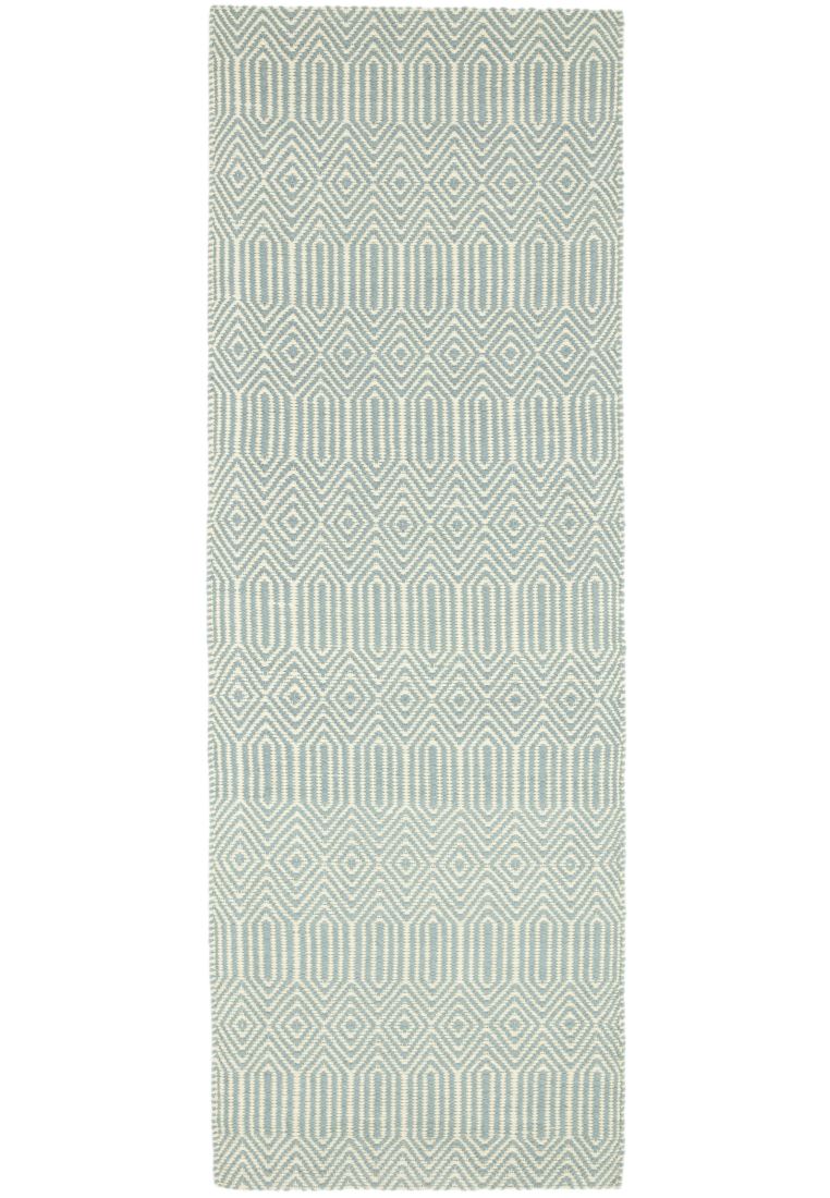 Sloan Geometric Flatweave Cotton Runner - Duck Egg