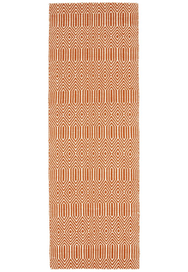 Sloan Geometric Flatweave Cotton Rug - Orange