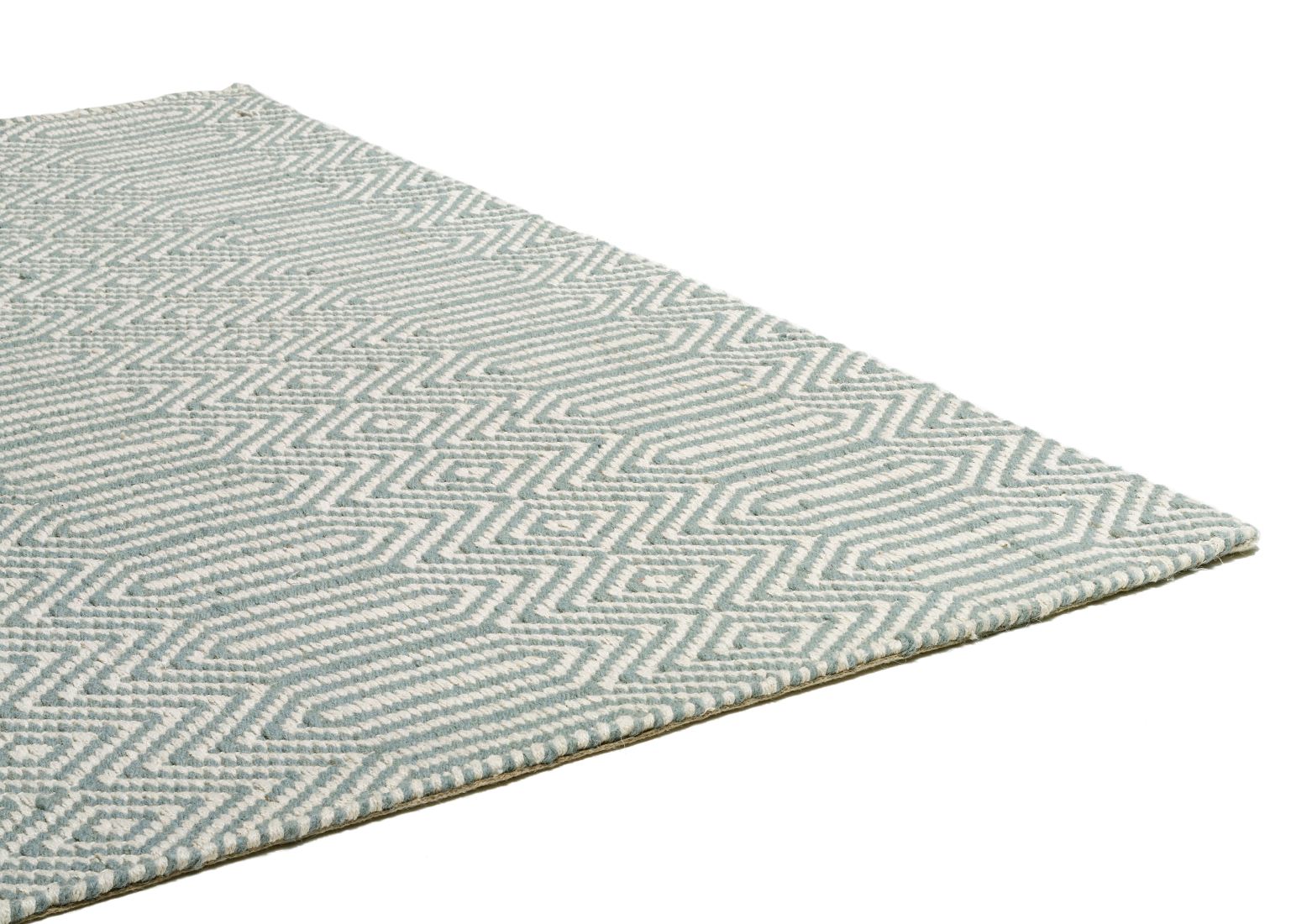 Sloan Geometric Flatweave Cotton Rug - Duck Egg