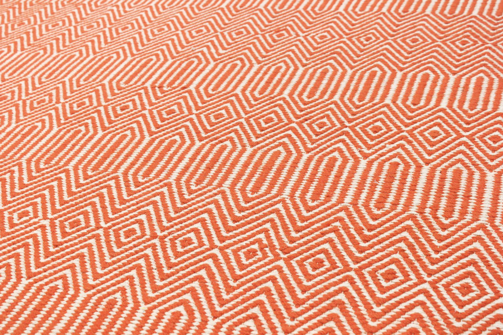 Sloan Geometric Flatweave Cotton Rug - Orange