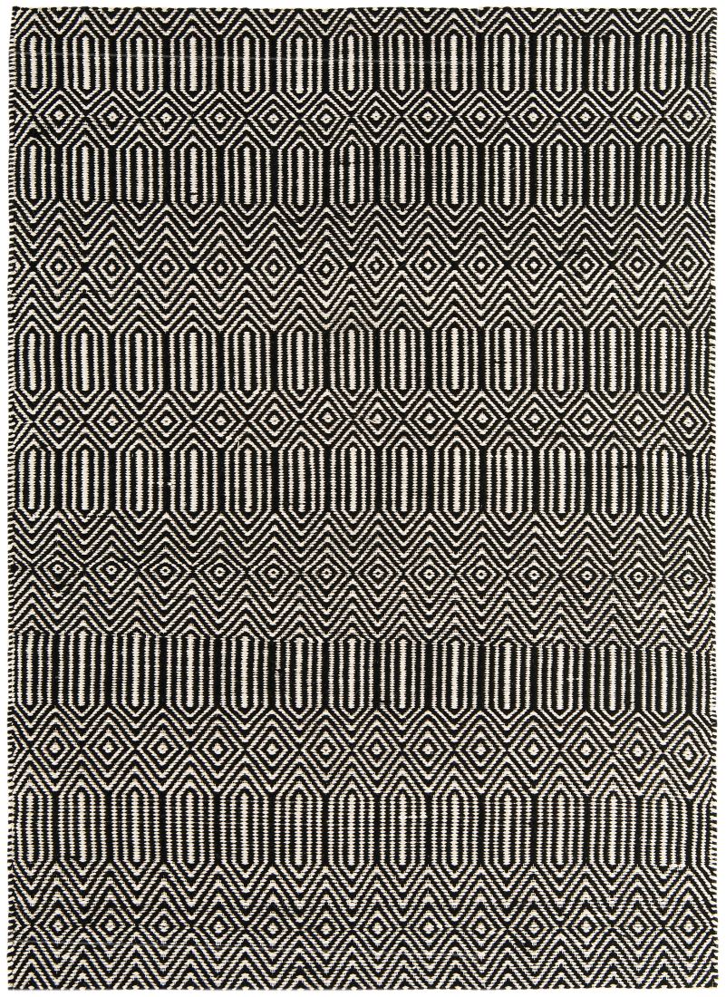 Sloan Geometric Flatweave Cotton Rug - Black White