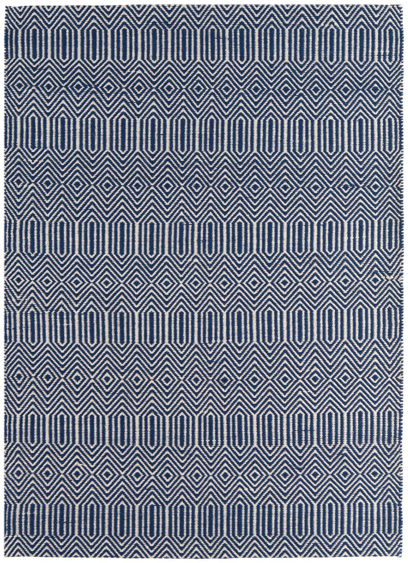 Sloan Geometric Flatweave Cotton Rug - Blue
