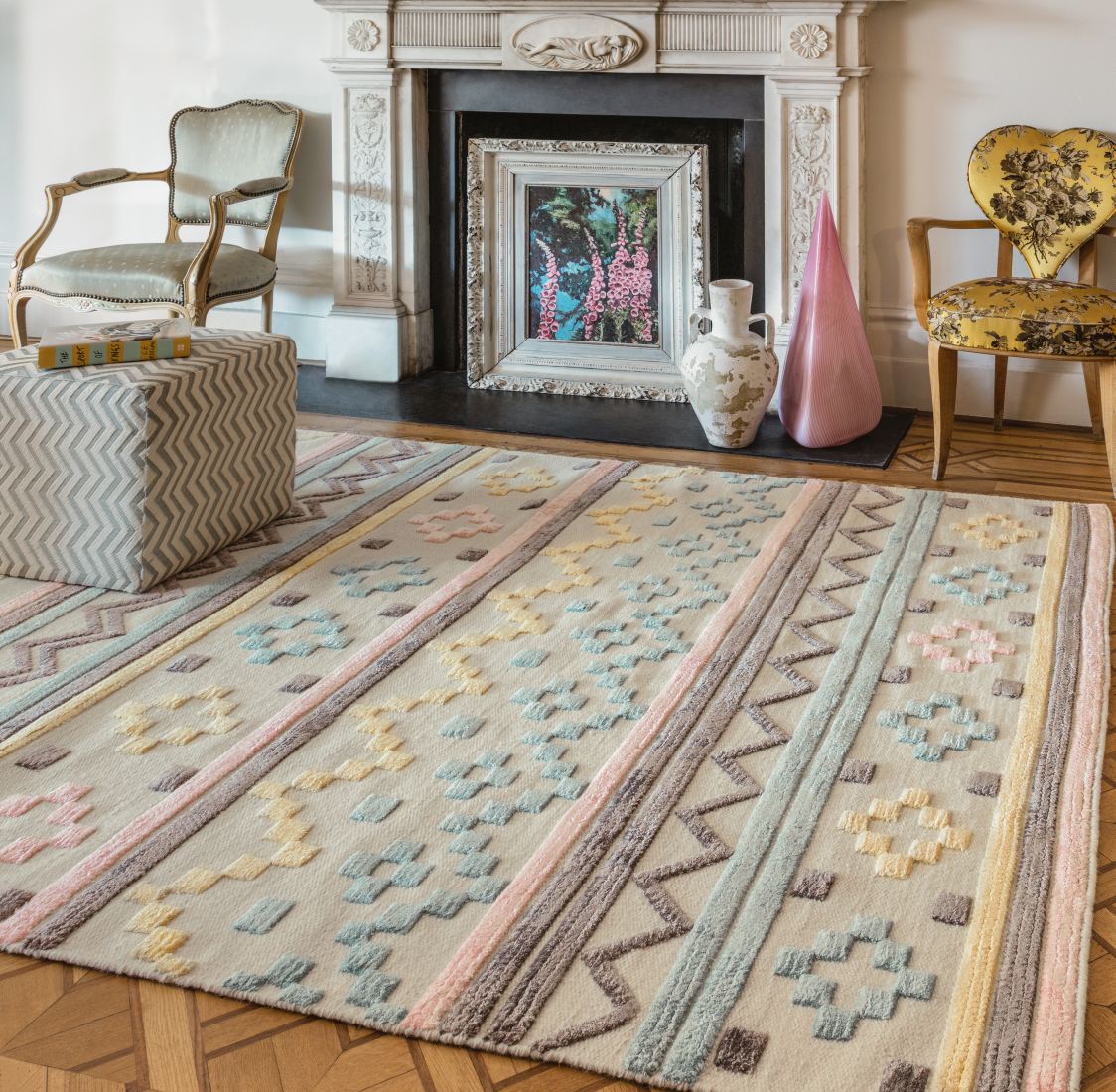 Theo Woven Kelim Rug - Soft Tone Geo Theo Woven Kelim Rug - Soft Tone Geo