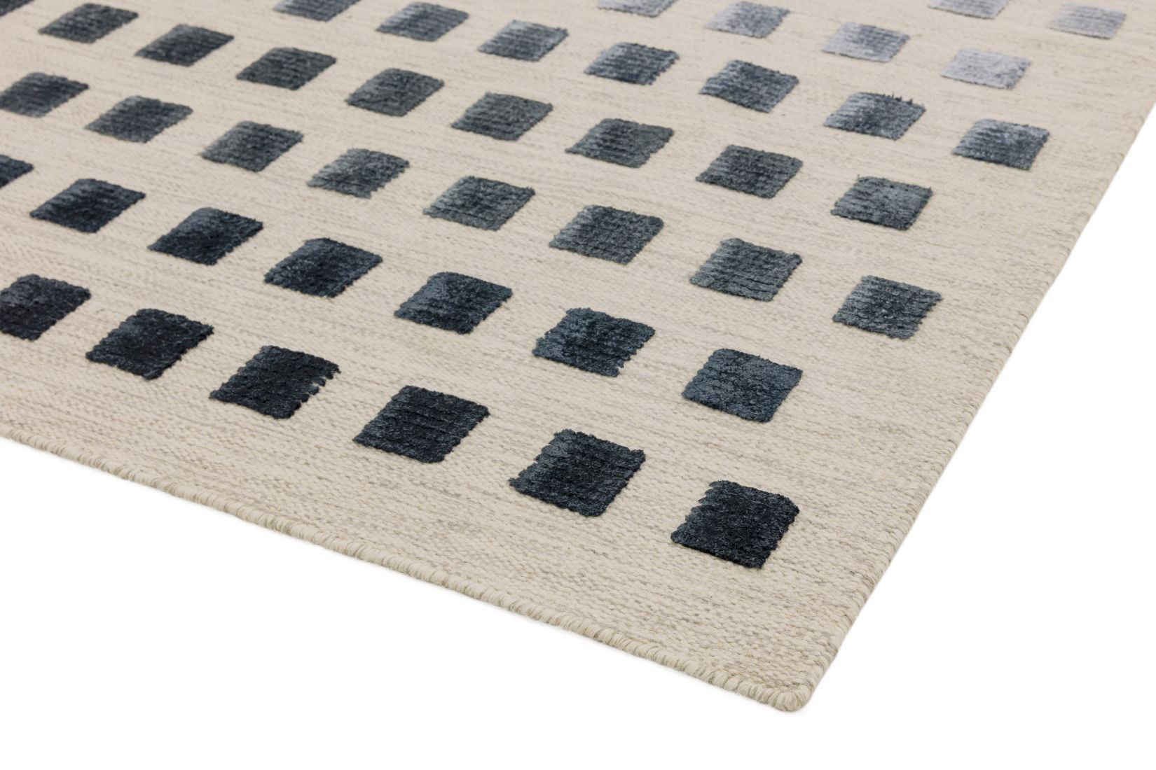 Theo Woven Kelim Rug - Silvery Squares 