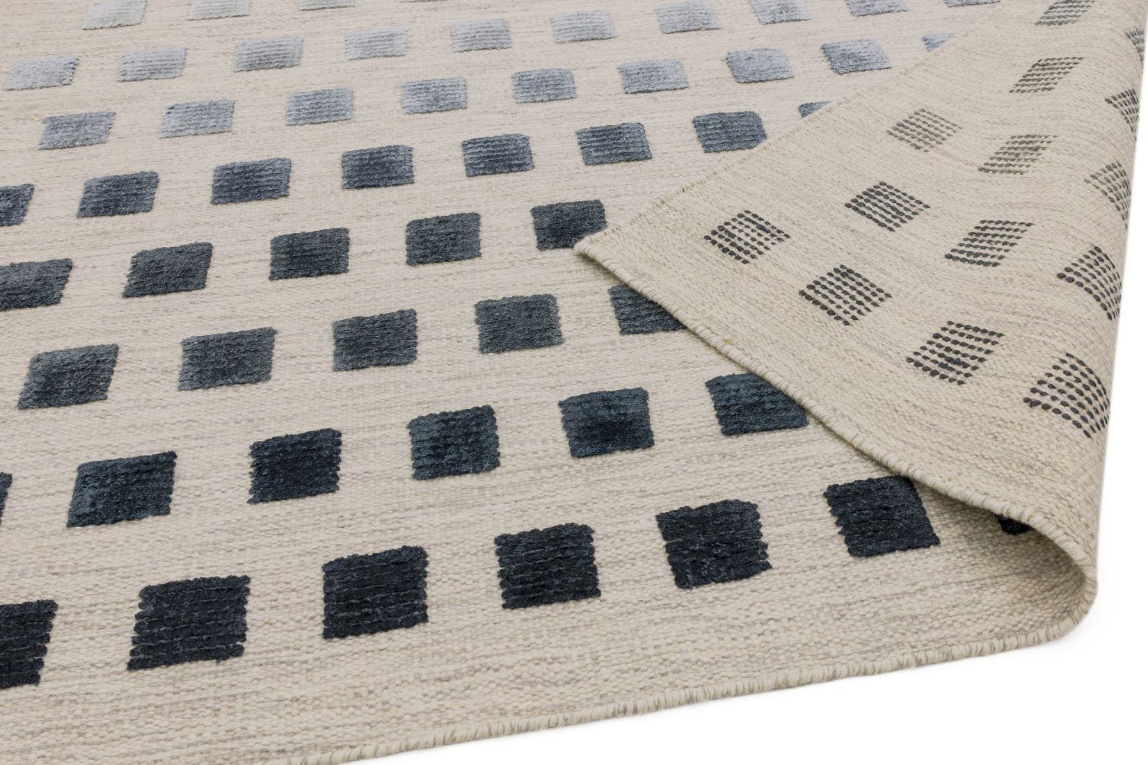 Theo Woven Kelim Rug - Silvery Squares Theo Woven Kelim Rug - Silvery Squares