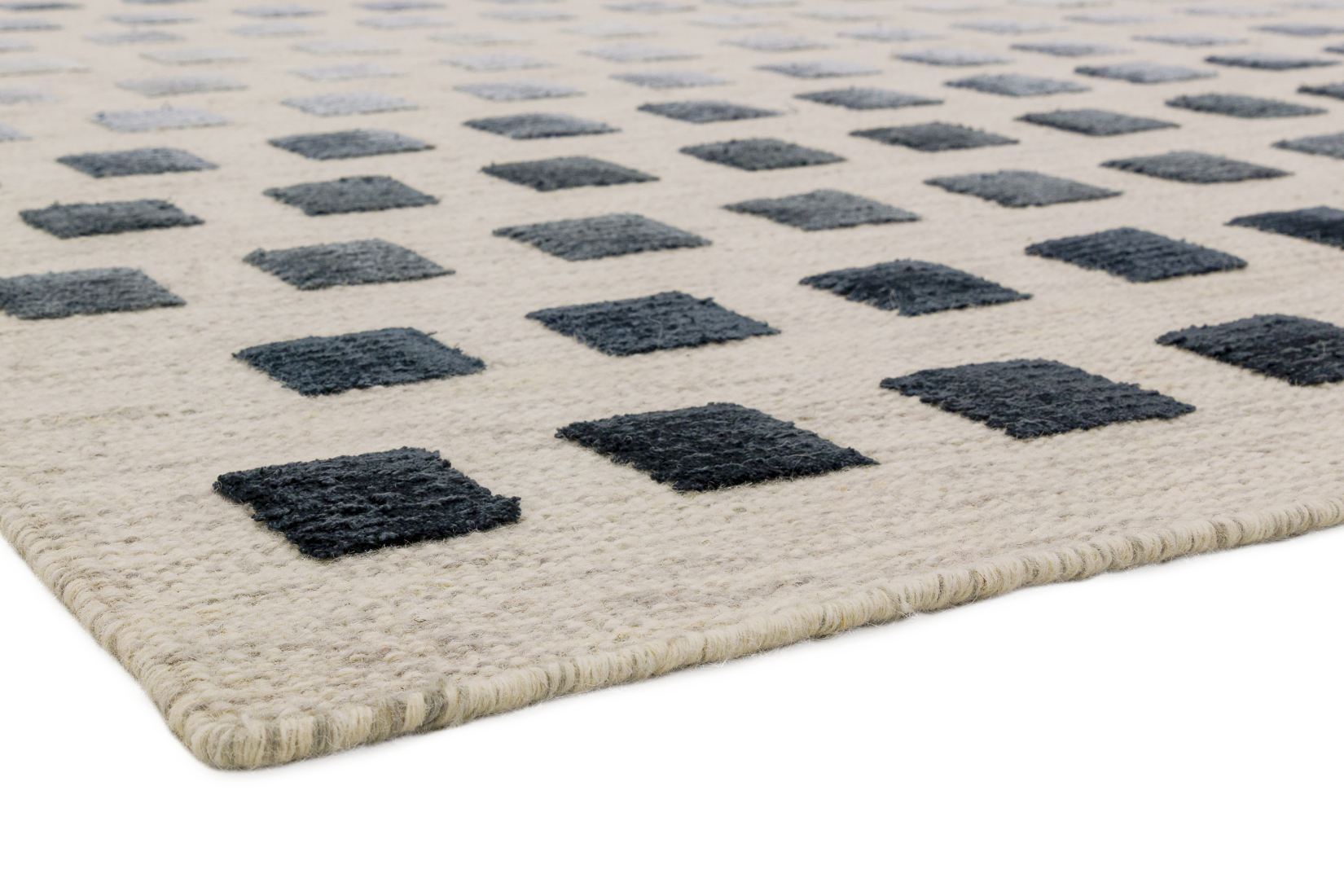Theo Woven Kelim Rug - Silvery Squares Theo Woven Kelim Rug - Silvery Squares
