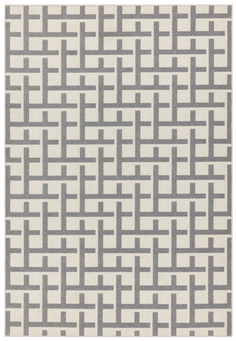 Antibes In/Outdoor Geometric Rug - Grey White Grid AN03