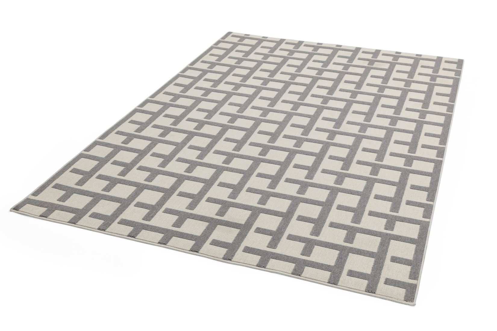 Antibes In/Outdoor Geometric Rug - Grey White Grid AN03