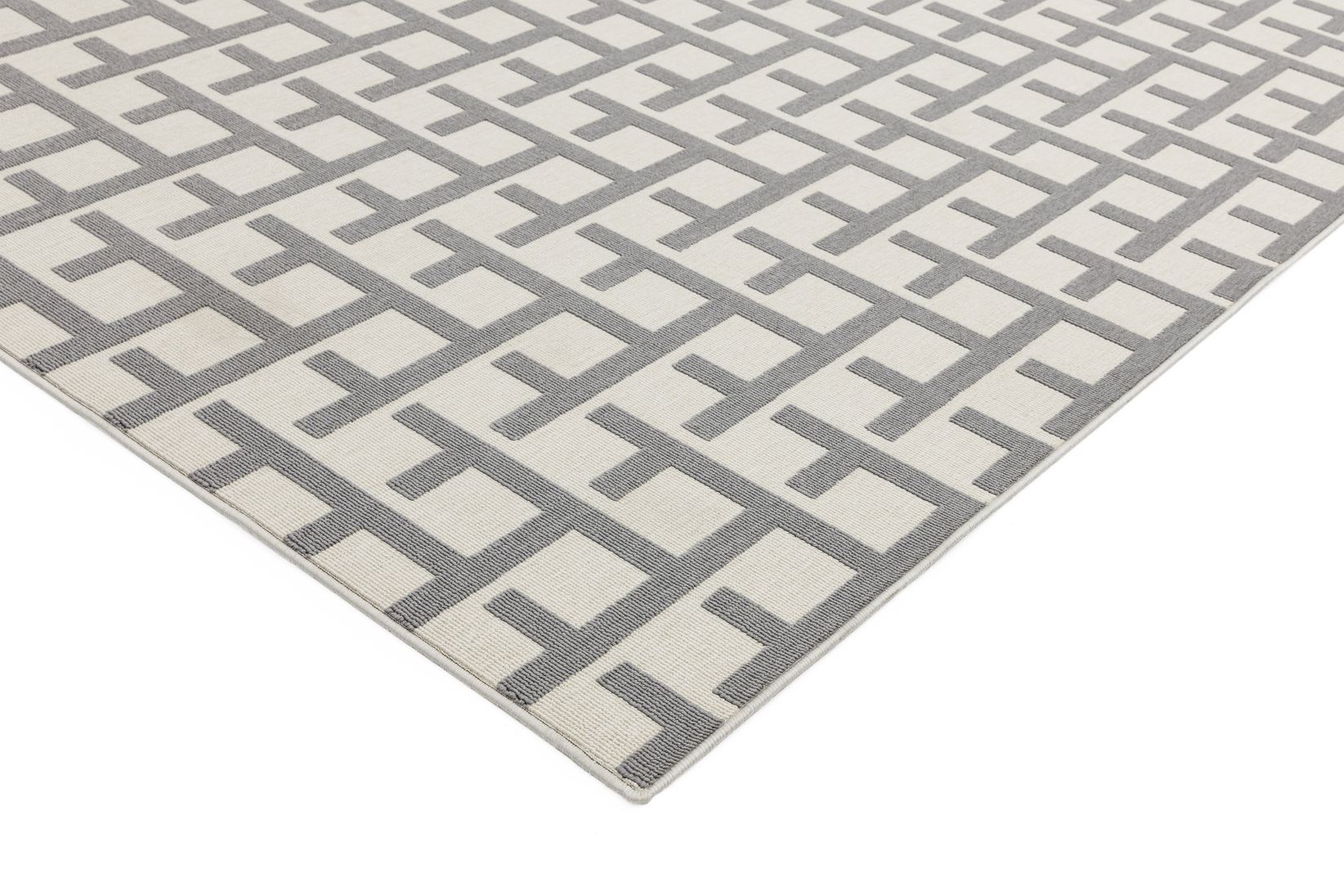 Antibes In/Outdoor Geometric Rug - Grey White Grid AN03