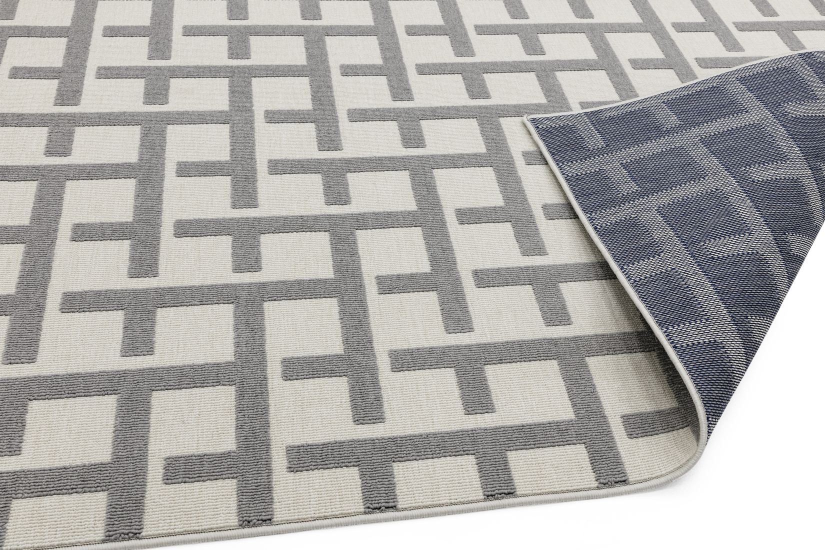 Antibes In/Outdoor Geometric Rug - Grey White Grid AN03