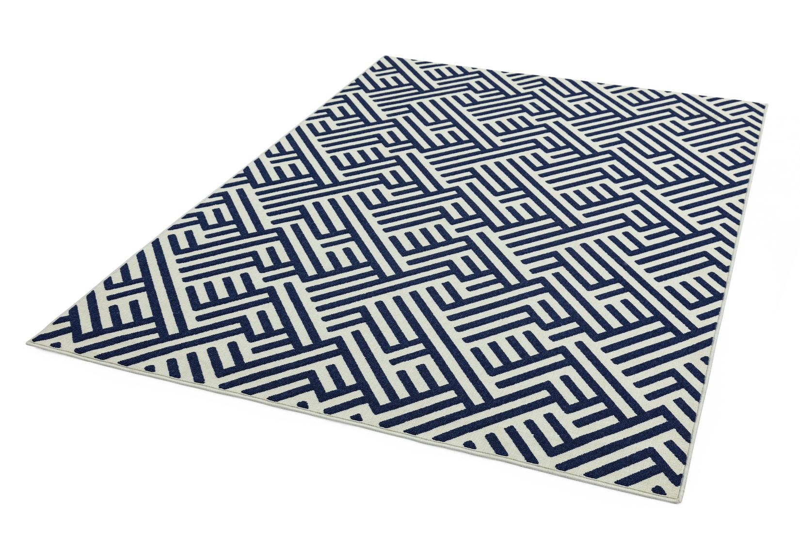 Antibes In/Outdoor Geometric Rug - Blue White Linear AN04