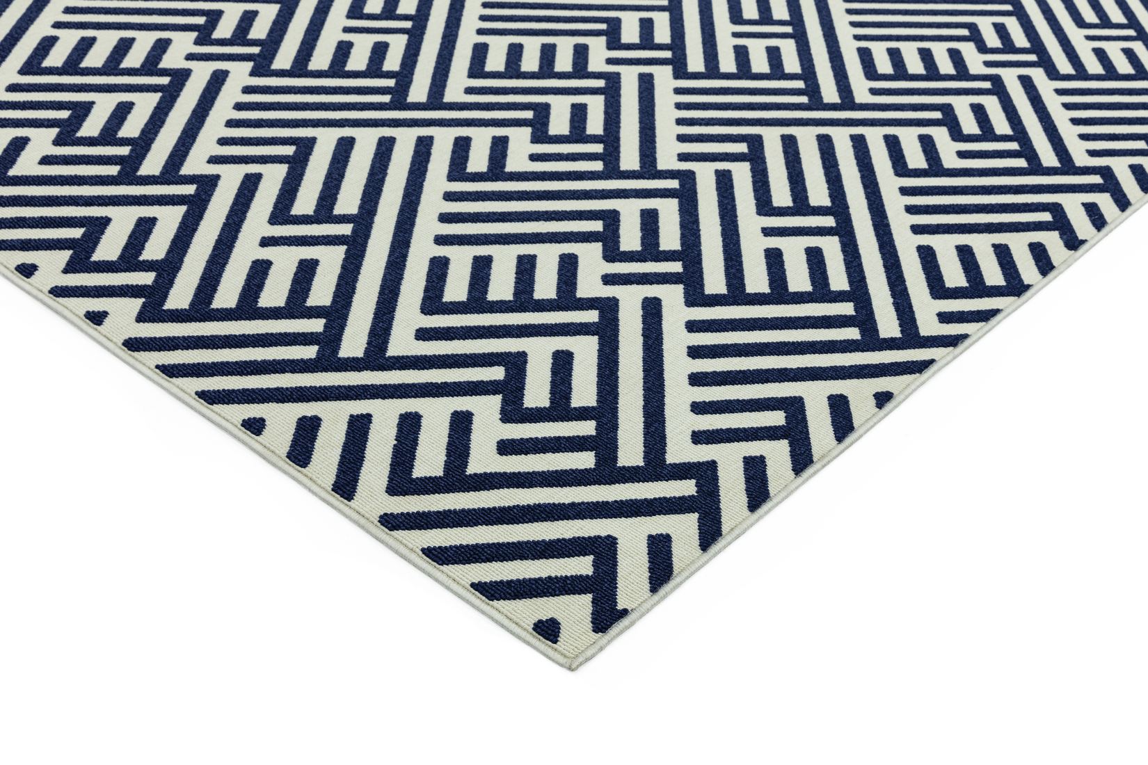 Antibes In/Outdoor Geometric Rug - Blue White Linear AN04