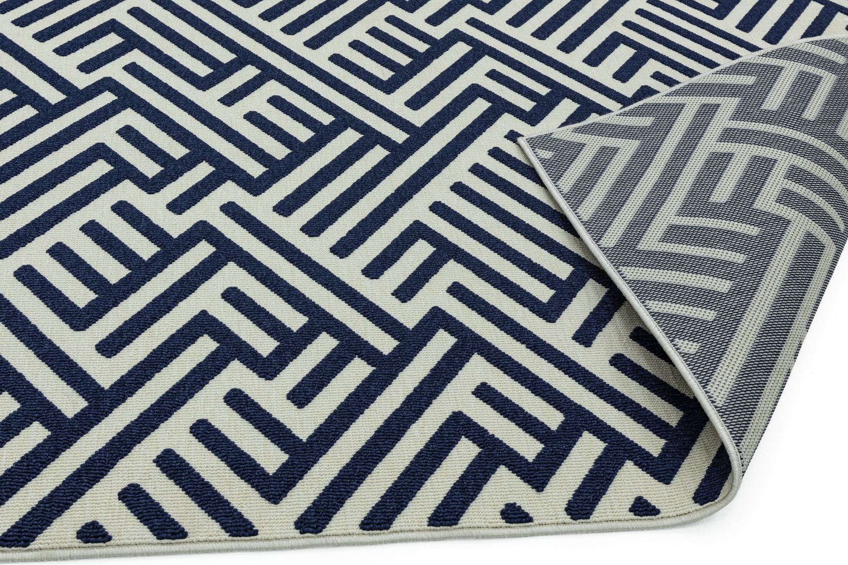 Antibes In/Outdoor Geometric Rug - Blue White Linear AN04