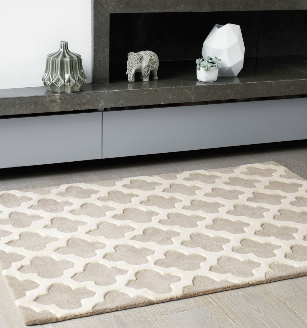 Artisan Luxurious Thick Wool Trellis Rug - Sand Artisan Luxurious Thick Wool Trellis Rug - Sand