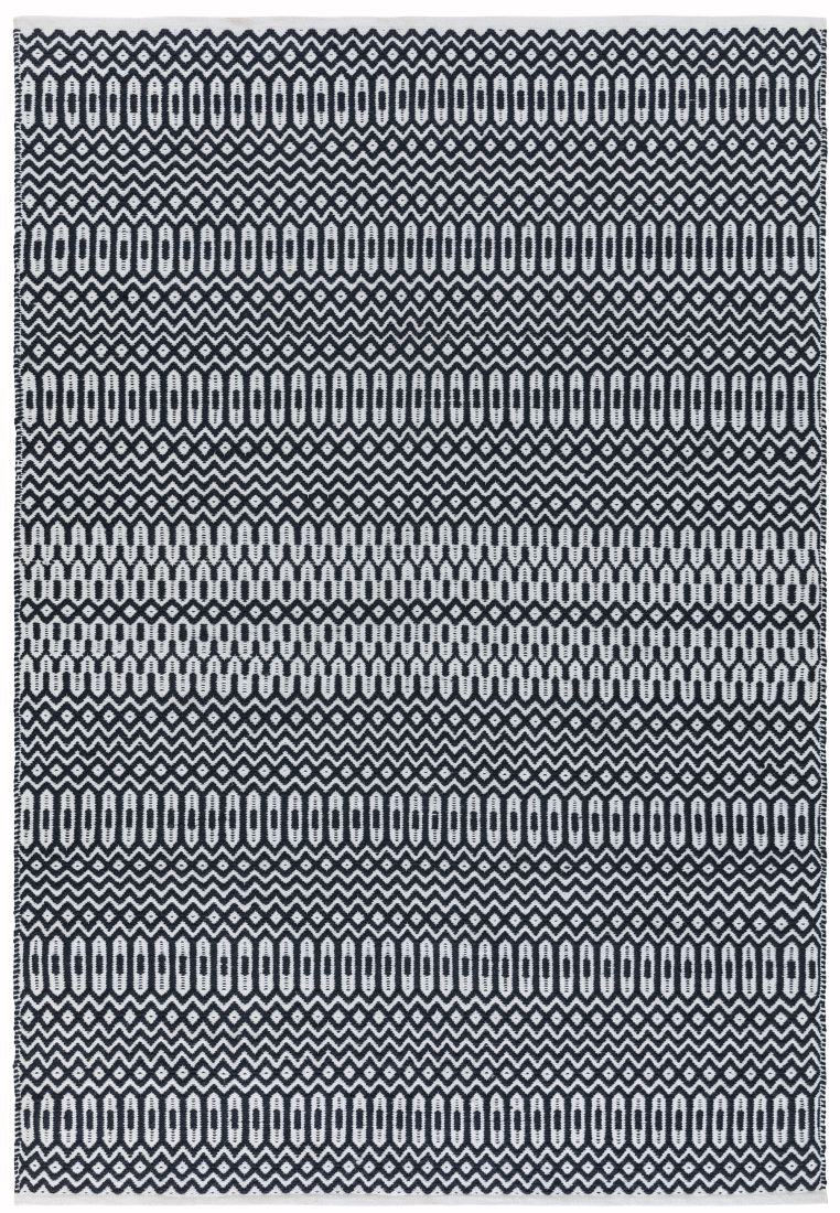 Halsey Geometric Flatweave Rug - Black