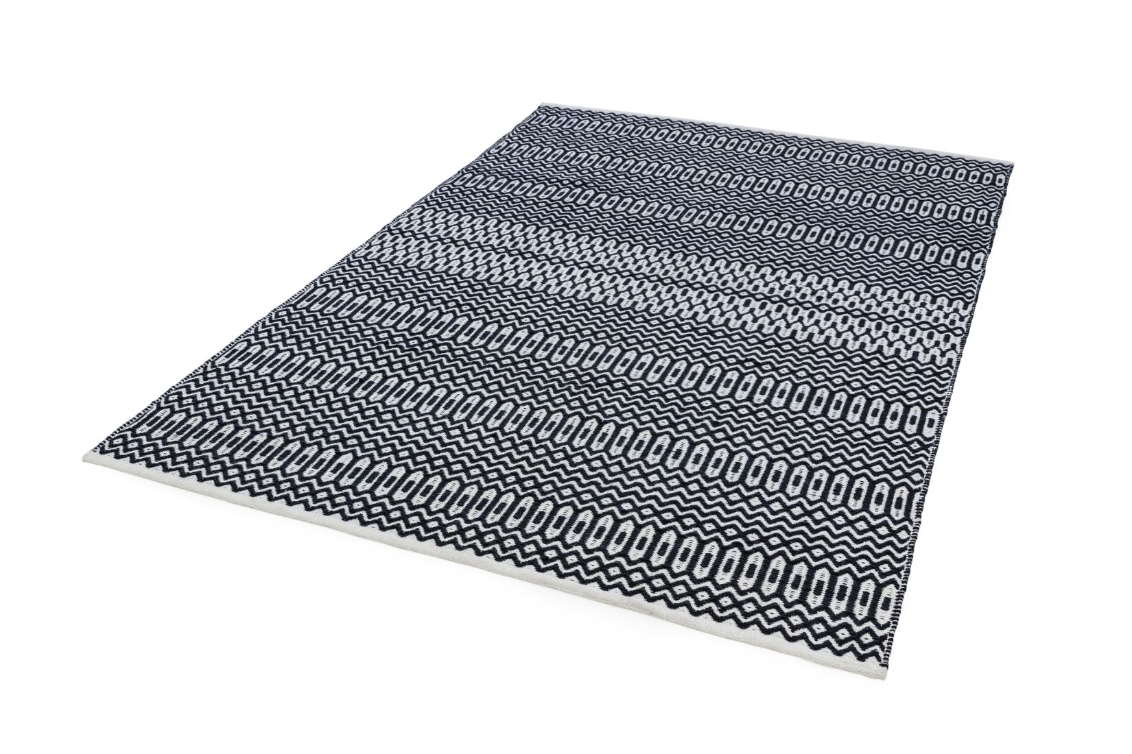 Halsey Geometric Flatweave Rug - Black