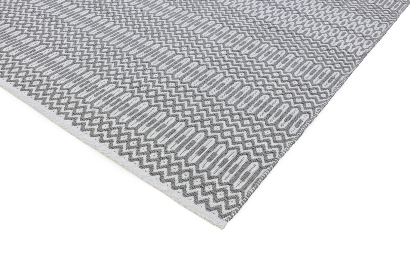 Halsey Geometric Flatweave Rug - Grey