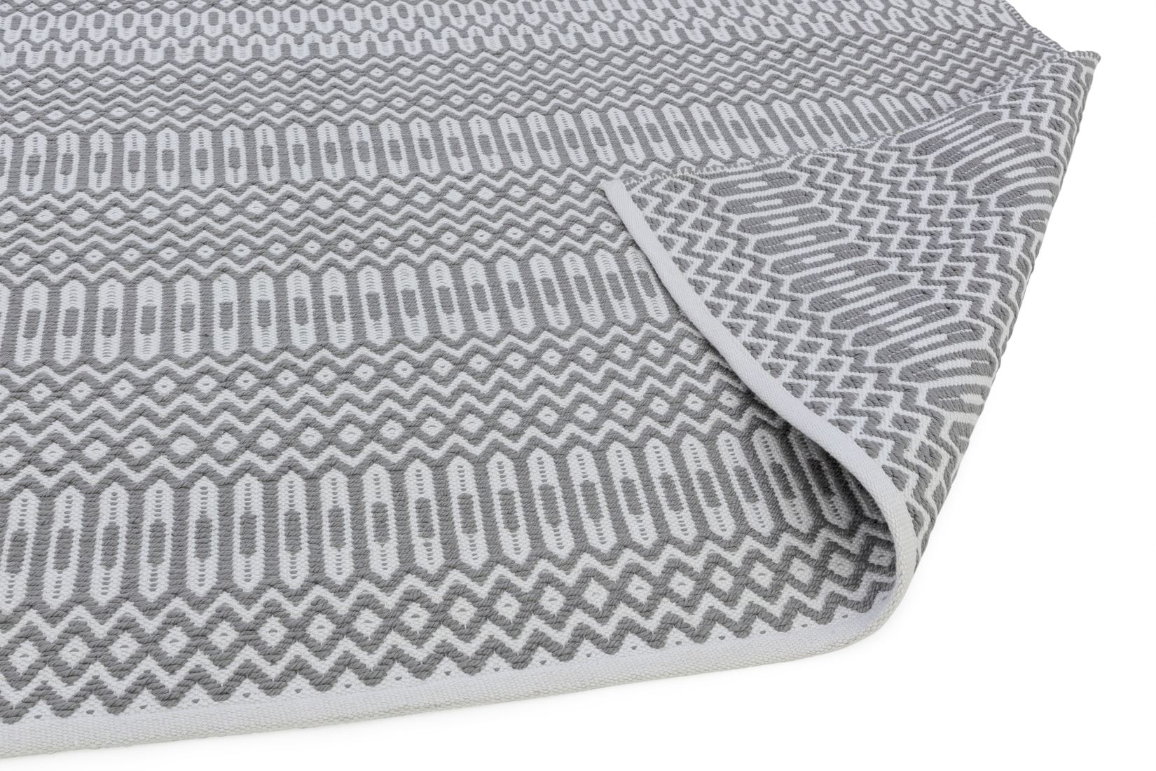 Halsey Geometric Flatweave Rug - Grey