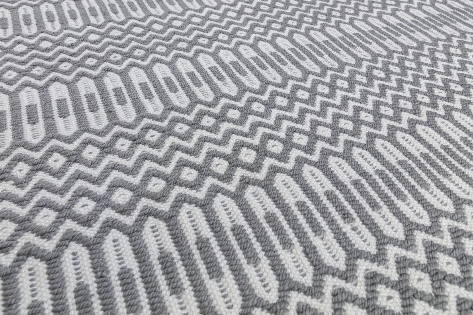 Halsey Geometric Flatweave Rug - Grey