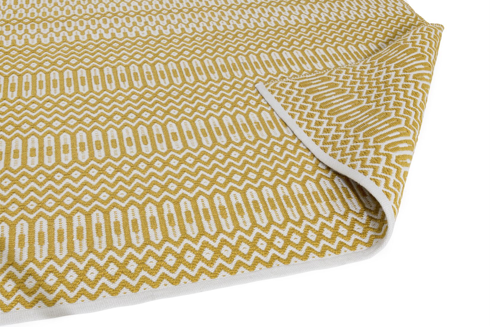 Halsey Geometric Flatweave Rug - Mustard