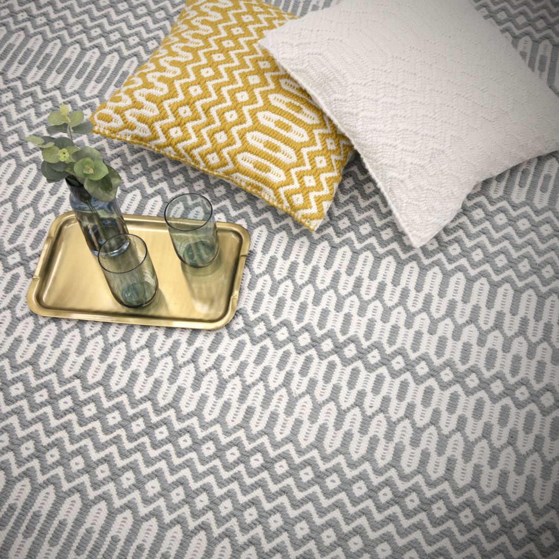 Halsey Geometric Flatweave Rug - Duck Egg Halsey Geometric Flatweave Rug - Duck Egg