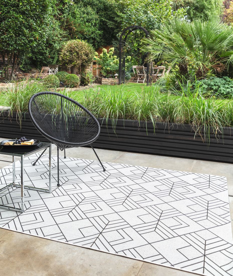 Patio In/Outdoor Geometric Rug - Deco Ivory PAT16