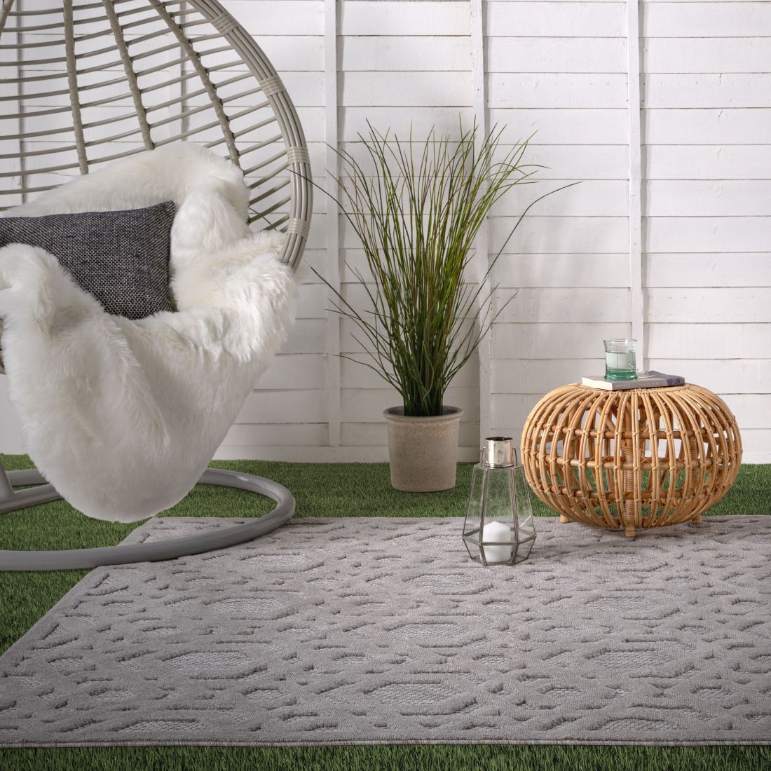 Salta In/Outdoor Rug - Silver Geometric SA03