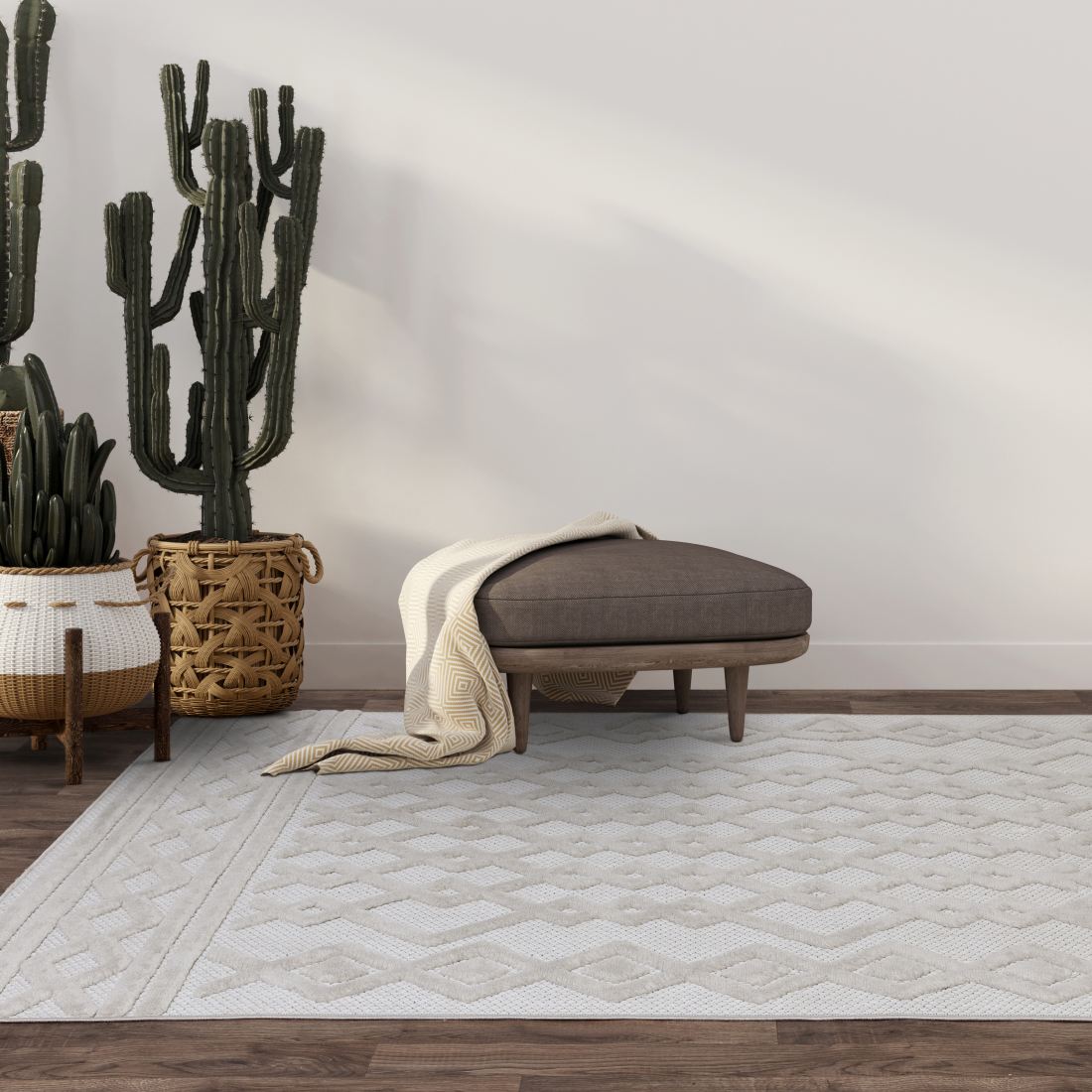 Salta In/Outdoor Geometric Rug - White Links SA05