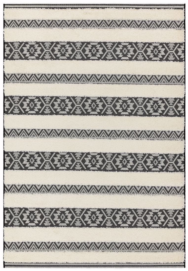 Monty Stripe Rug - Black Cream MN03 Monty Stripe Rug - Black Cream MN03