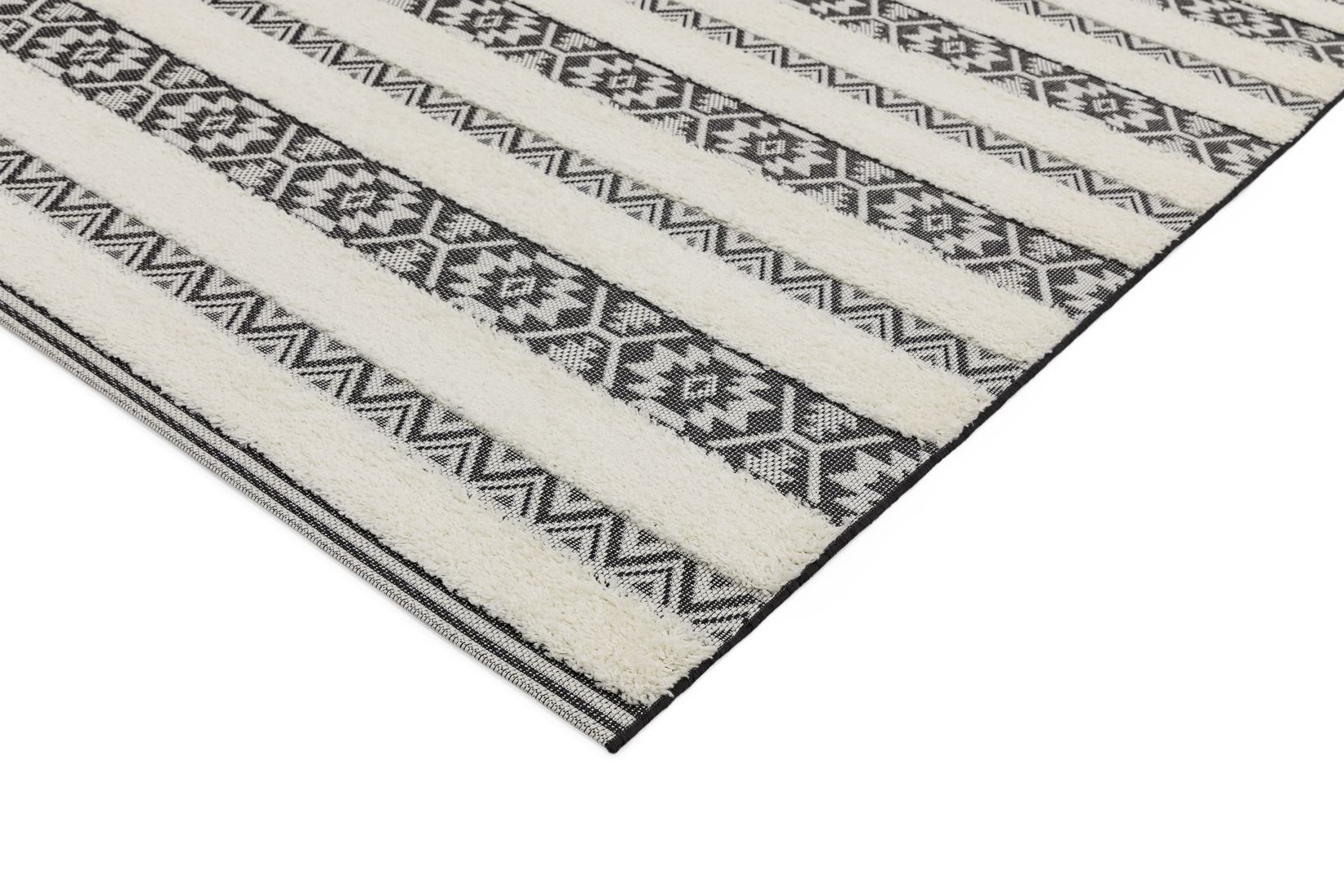 Monty In/Outdoor Stripe Rug - Black Cream MN03