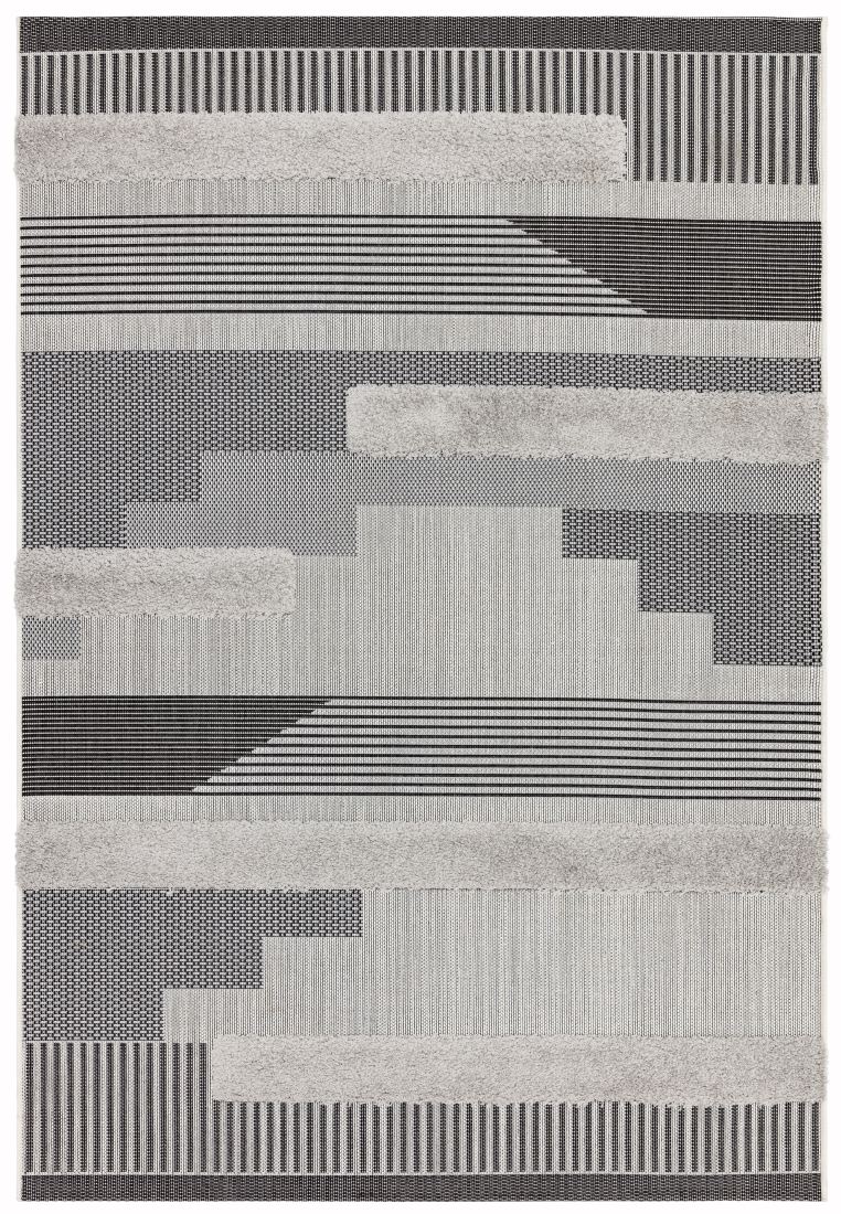 Monty In/Outdoor Geometric Rug - Black Grey MN05