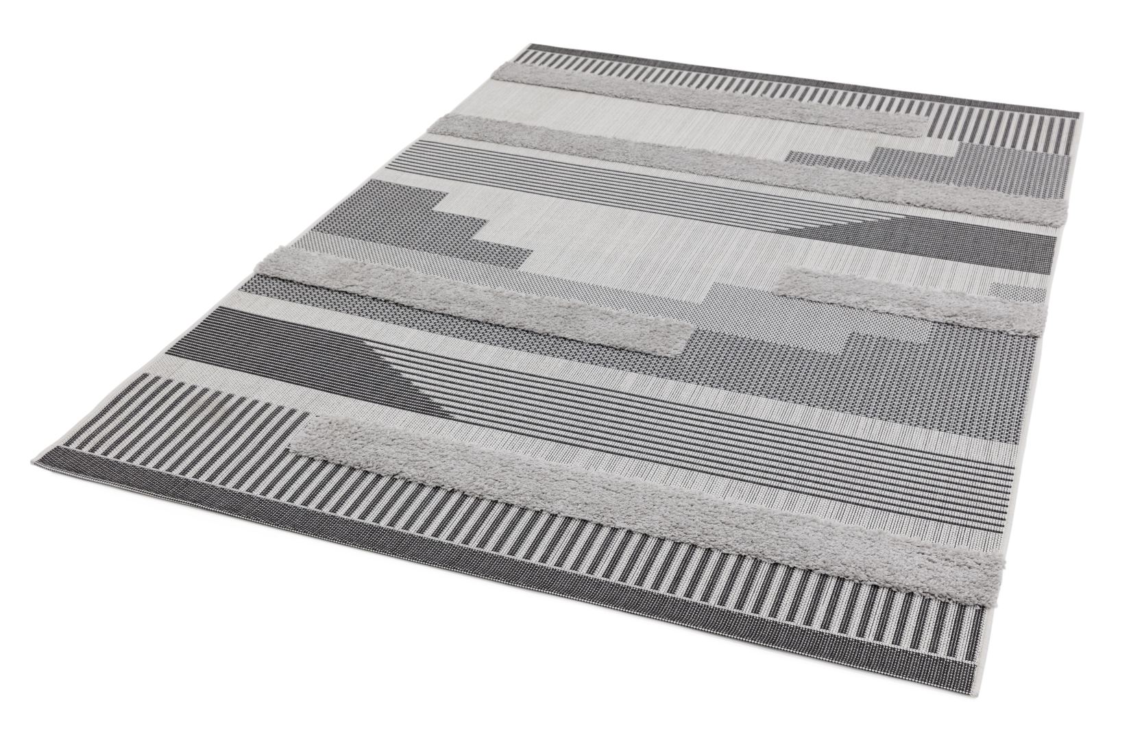 Monty In/Outdoor Geometric Rug - Black Grey MN05