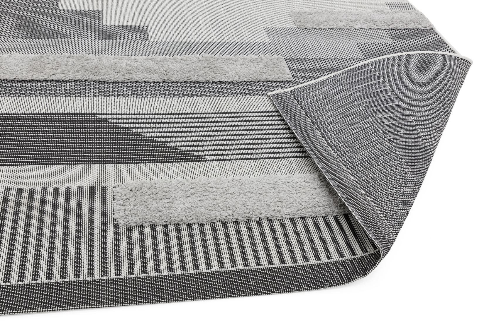 Monty In/Outdoor Geometric Rug - Black Grey MN05