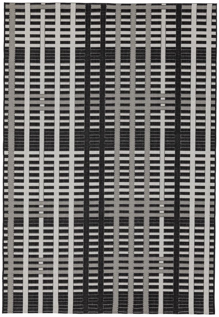 Patio In/Outdoor Geometric Rug - Black Grid PAT22