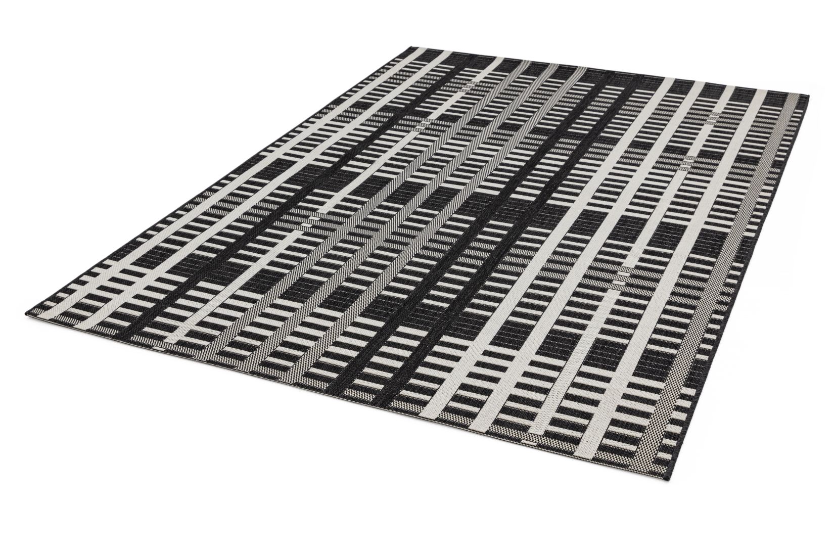 Patio In/Outdoor Geometric Rug - Black Grid PAT22