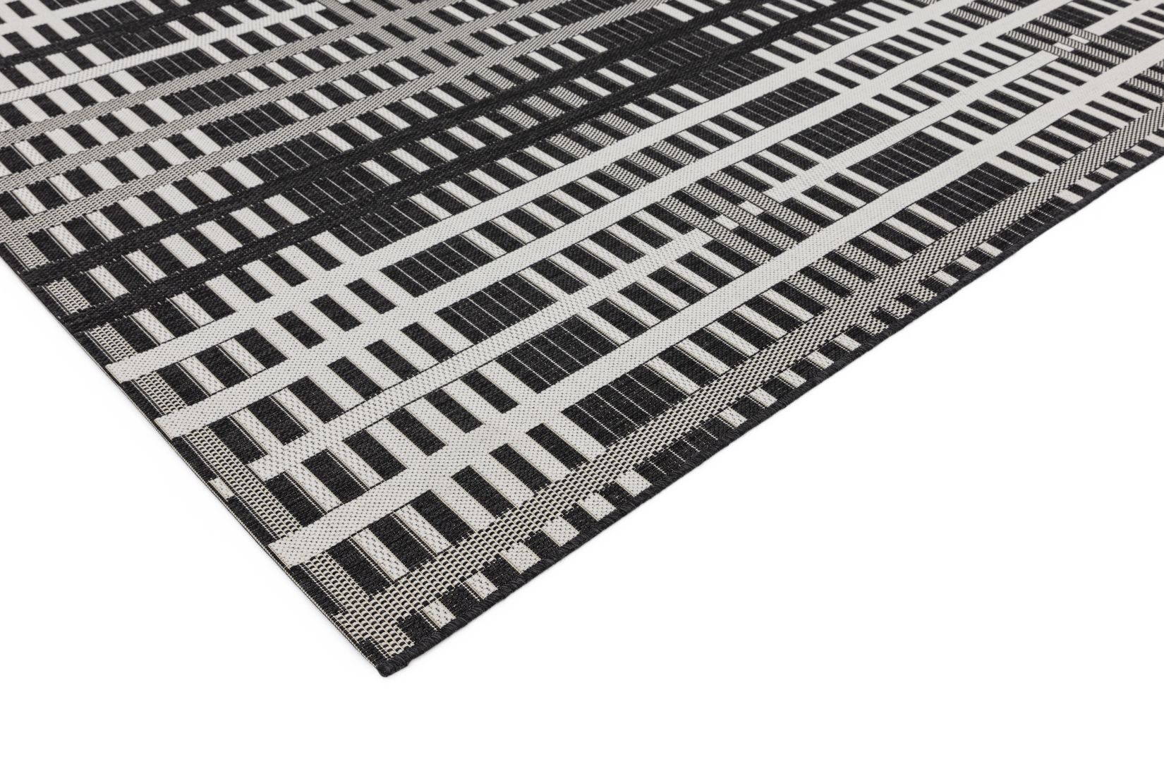 Patio In/Outdoor Geometric Rug - Black Grid PAT22